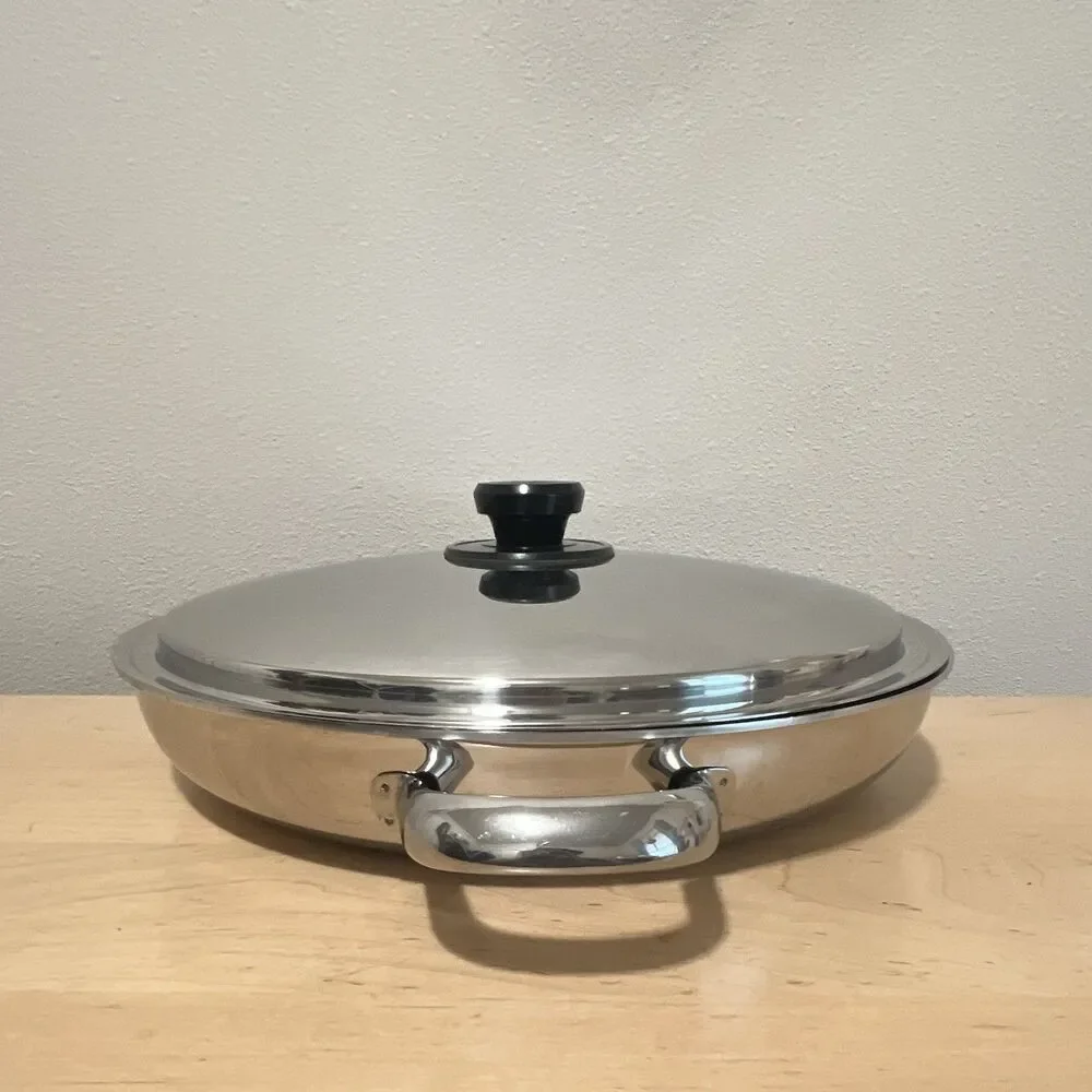 Neova By Vita Mix 5 Ply Stainless Steel Made In USA 13” Chef Pan W Lid